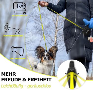 Рулетка для собак Bluzelle 8м, до 50кг, Neon-Yellow, з металевим карабіном 360°, зручний гумовий хват, стопорна система