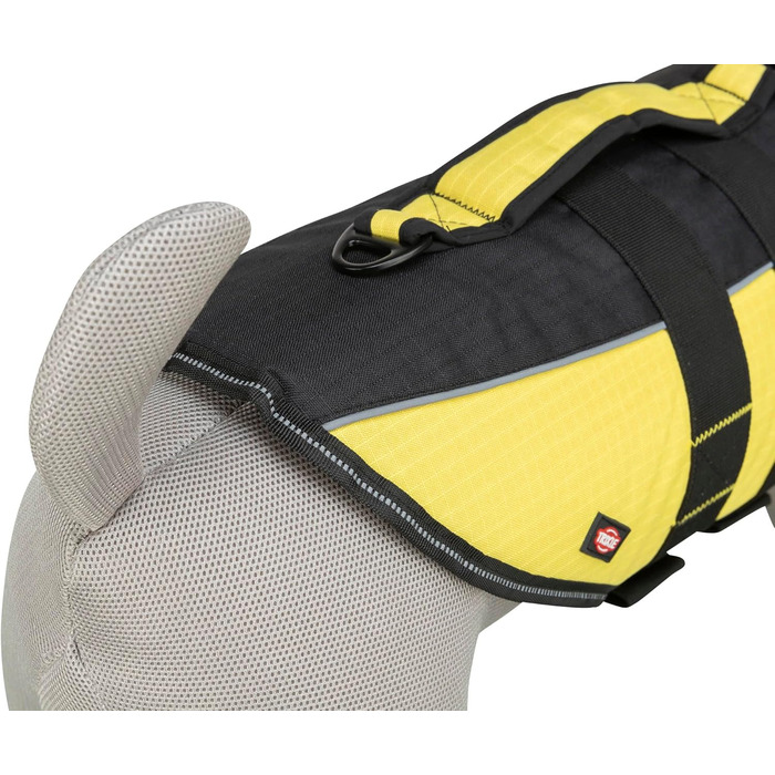 Жилет рятувальний для собак TRIXIE, XS (28 см, до 12 кг), неоново-жовтий. Швидковисихаючий, з ручкою для безпеки у воді. Модель SUB-30125 чорний/жовтий