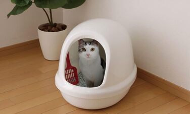 Котлочистка Iris Ohyama PNE-500H біла: велика овальна лоток для котів без кришки, високий знімний борт, BPA-free