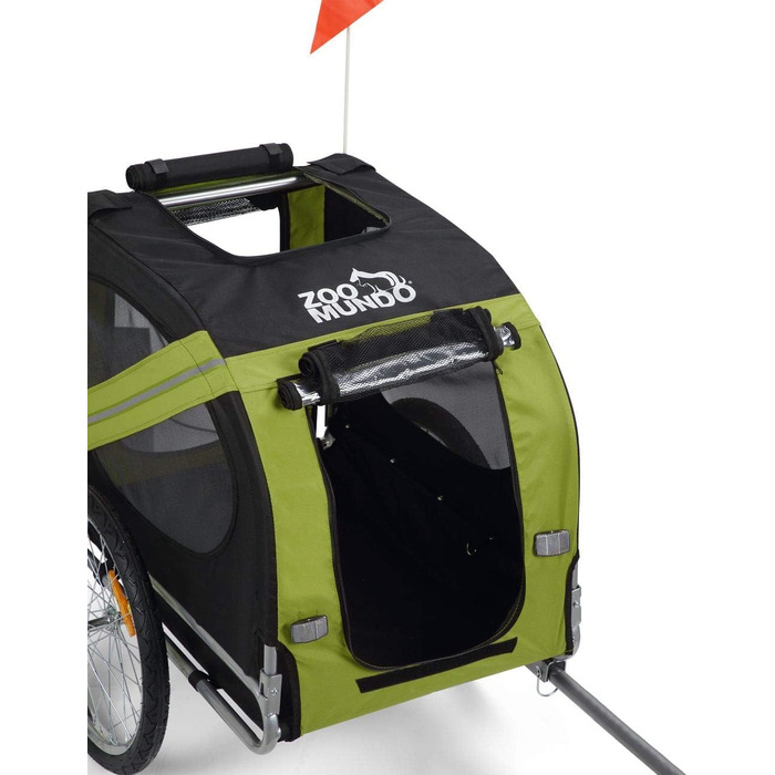 Причіп для велосипеда Zoomundo для собак, червоно-чорний, з металевим каркасом (зелений)