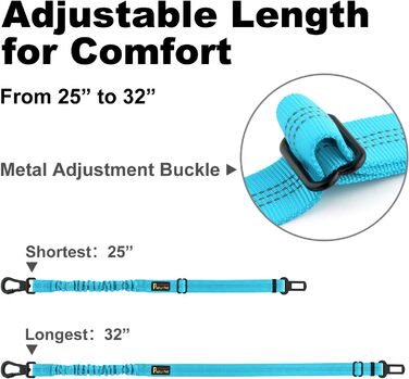 Автомобільний повідок для собак Plutus Pet: безпечний, регульований, з карабіном та світловідбиваючими елементами, блакитний