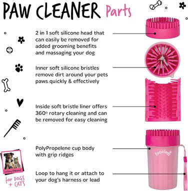 Очисник лап для собак Bugalugs: портативний душ для лап для собак та котів (середній)