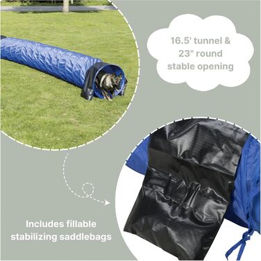 Тунель для аджиліті TRIXIE для собак - для тренувань аджиліті, великі породи, для початківців та досвідчених, з сумкою для транспортування, блакитний, 1 шт.