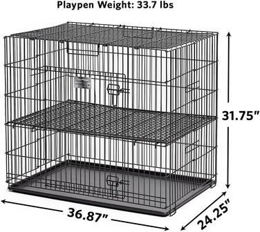 Ігровий вольєр для цуценят з піддоном та сіткою підлоги 24' x 36' x 30' S 1,3 см, сітка підлоги