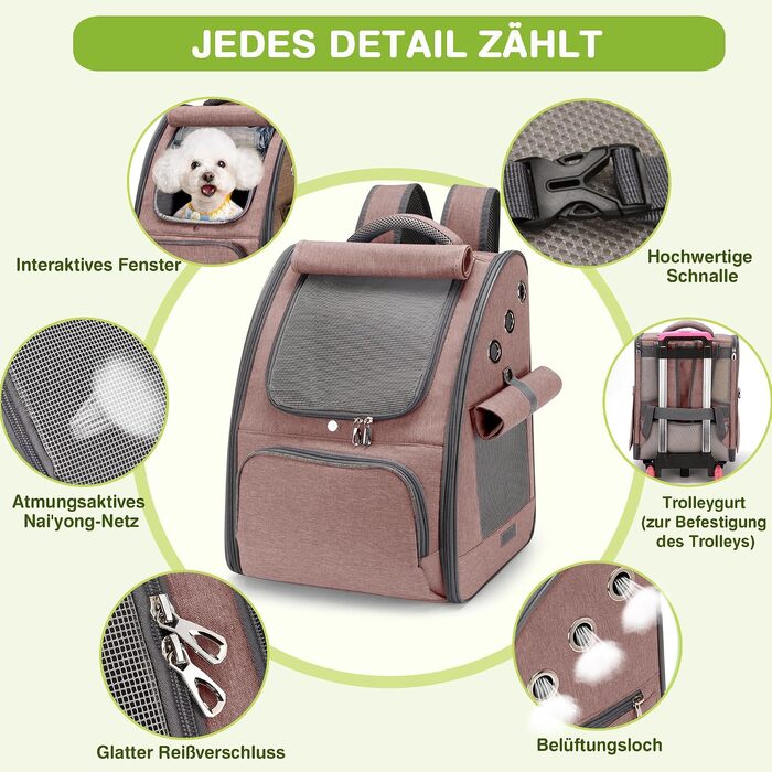 Рюкзак-переноска ALLSOPETS для котів та маленьких собак, рожево-коричневий