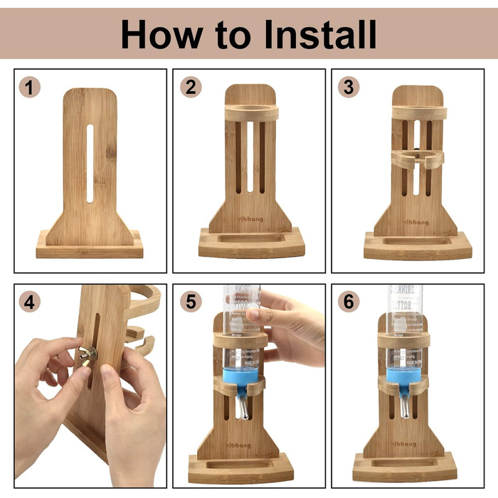Поїлка для хом'яків Vibbang з підставкою, 125 мл, для морських свинок, кроликів, шиншил, їжаків, хорек