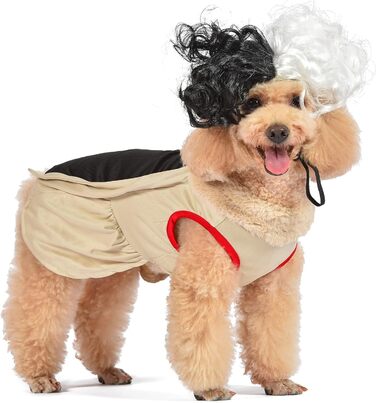 Костюм для собак Disney Cruella з колекції Halloween - середній розмір, офіційний ліцензований костюм Disney, бежевий