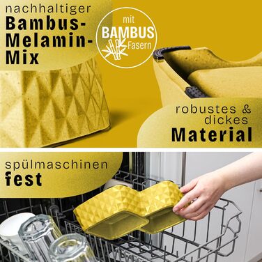 Набір мисок для котів та маленьких собак з бамбука ne&no® - антиковзаюча підставка, 400г корму, 350мл води, жовтий колір