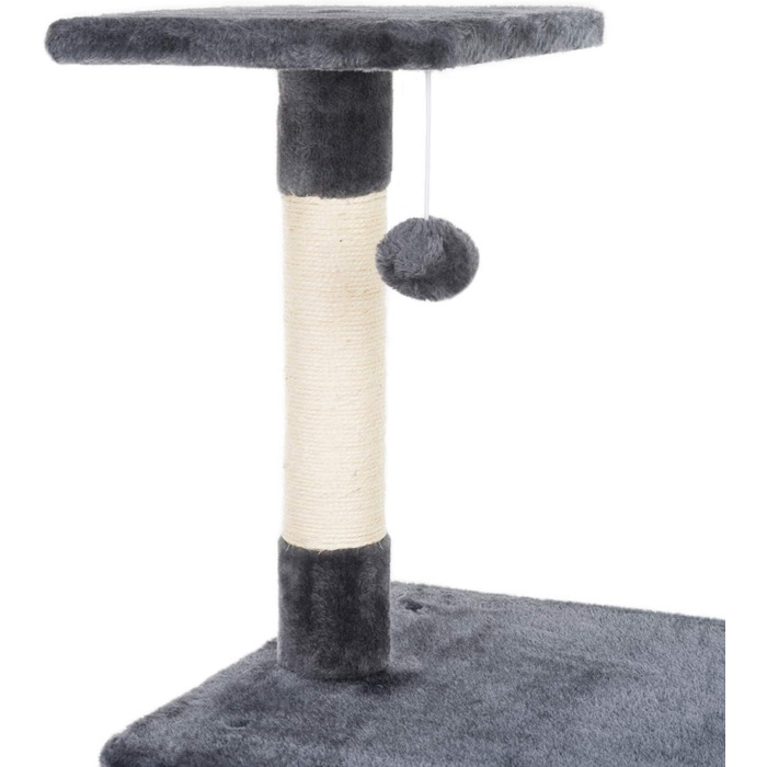 Драбина-кіготь для котів JAMAXX H-90cm з ігровим м'ячем та плюшевою платформою (сірий)