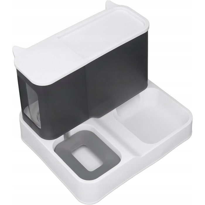 Автоматичний годувальник та поїлка для тварин, великий контейнер 2,8 л + 1 л, сірий