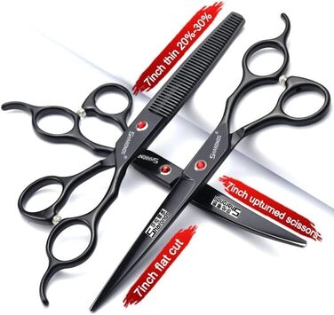 Набір професійних ножиць для грумінгу тварин 7 дюймів (3 шт.) з японської сталі 440C (фіолетовий)