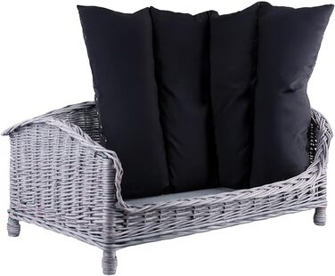 Корзина для тварин з лози: ліжко для собак та котів з м'яким подушком (64x42x35 см)