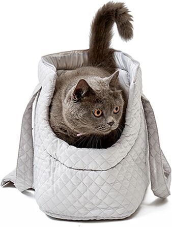 Сумка-переноска для собак та котів, тепла переноска для тварин, стильна переноска для дрібних тварин, дихаюча переноска з комфортною конструкцією, сіра
