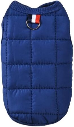 Зимовий теплий пуховик для собак, вітронепроникний одяг для малих та середніх порід, чихуахуа, французький бульдог (Blue, M)