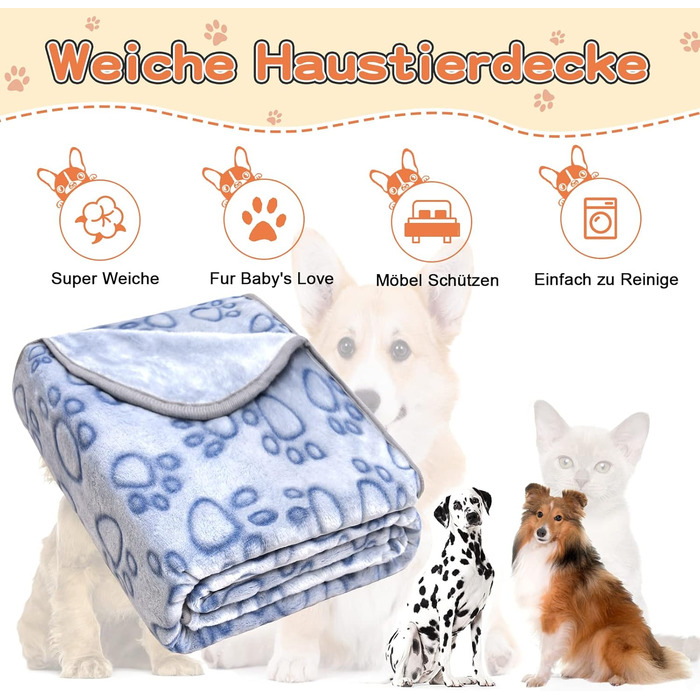 М'яка ковдра для собак та котів, 200x150 см, блакитна. Захист дивану, ковдра для подорожей.