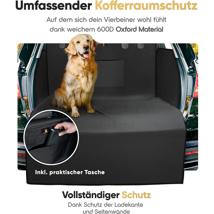 Захист для багажника автомобіля для собак HELDENWERK - універсальний, водовідштовхувальний, стійкий до подряпин, з захистом бокових панелей та краю завантаження. Підходить для собак.