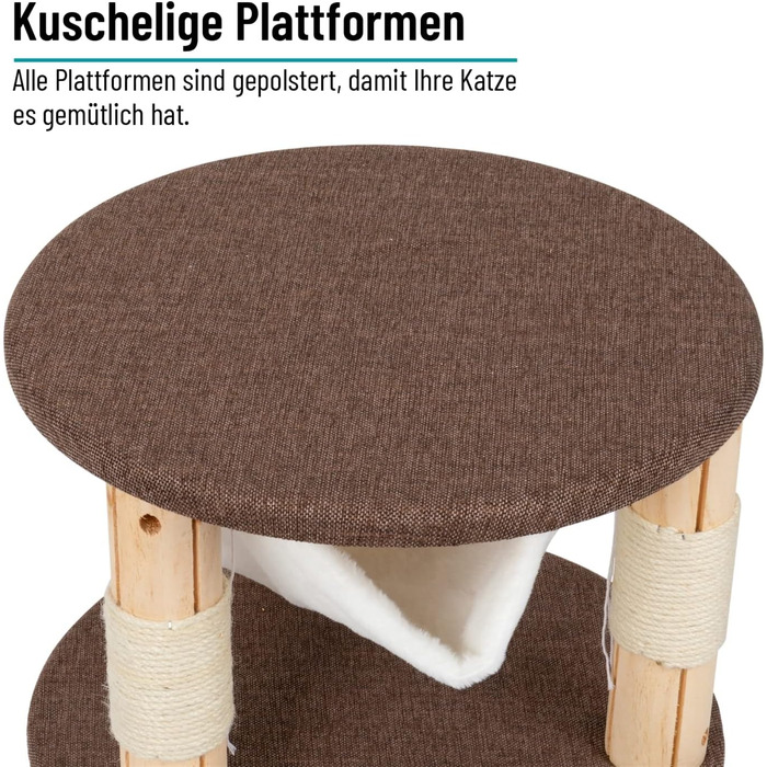 Котячий будиночок VOSS.PET Milo 70см - преміум когтеточка з платформою, гамаком та печерею