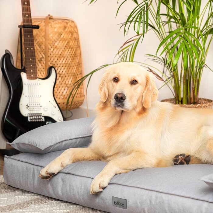DOGGY Ліжко-матрац для собак XXL 120x77 см, сіре, ортопедичне, для великих і малих порід, знімний чохол, меблі для домашніх тварин
