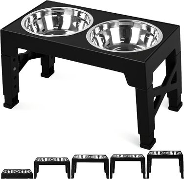 Набір мисок для собак з регульованою висотою, 2 шт. з нержавіючої сталі, для великих, середніх та малих собак
