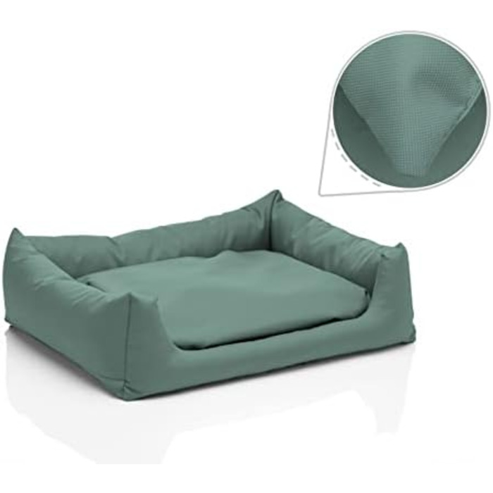 Лежанка для собак Juelle Pola - м'яке ліжко для великих собак, знімний чохол, прання в машині, пухнасте ліжко, собаче ліжко/софа, розмір L (100x80 см), колір: Темний м'ятний