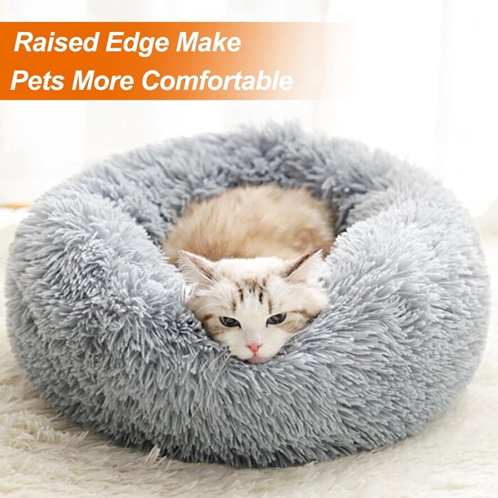 Кругле ліжко для собак та котів, м'яке, зручне, діаметр 50 см, сірий колір