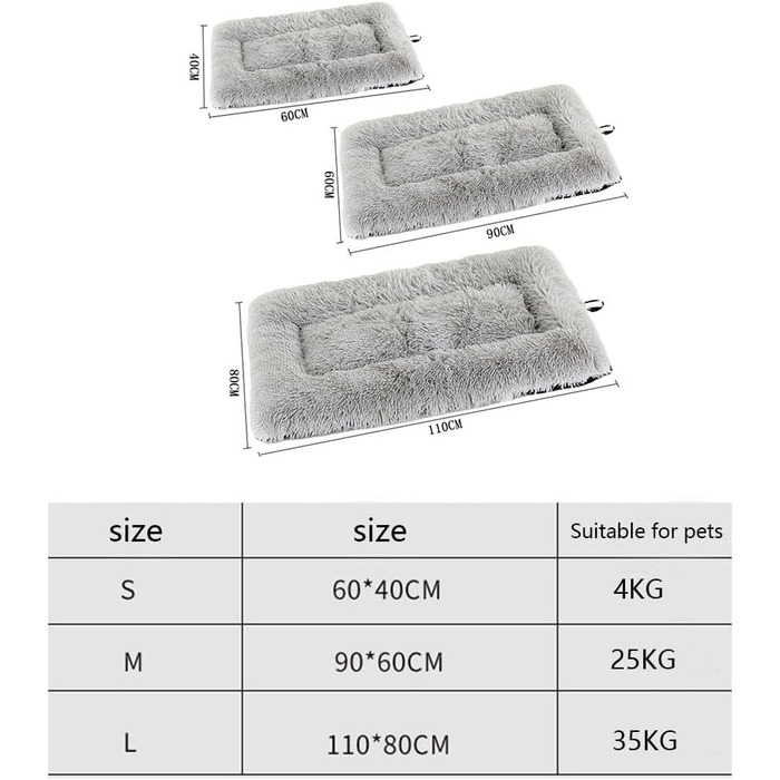Килимок для собак великих порід Chickwin, для котів, миючий, м'який, з ортопедичною матрацом, заспокійливий, антистрес, плюшевий, 110*80 см, світло-сірий