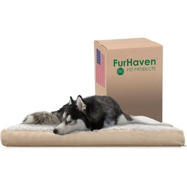Ліжко для собак Furhaven XXL з ортопедичної піни, плюшеве, знімний чохол, коричневе, велике
