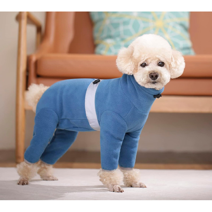 Теплий флісовий одяг для собак, зимовий, з довгим рукавом, для чотирилапих, регульований, для собак маленьких та середніх розмірів, розмір XL (блакитний)