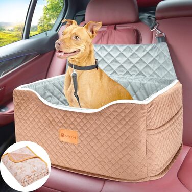 Підвищене автокрісло для собак середнього розміру AlfaTok з піни Memory Foam, до 20,4 кг, знімне, пране, антиковзке, для заднього сидіння авто, дорожнє автоліжко для собак