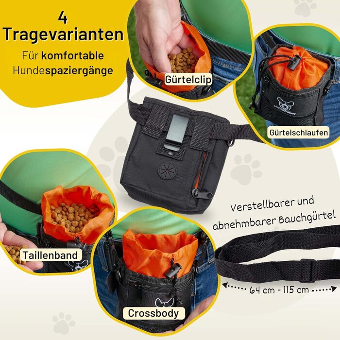 Сумка для ласощів для собак Hundefreund | Зручна сумка для тренувань з 4 відділеннями (14 x 11 x 4 см)