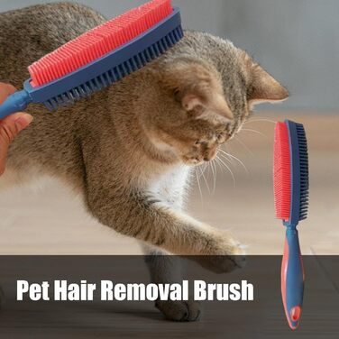 Щітка для собак для видалення шерсті, двосторонній гребінець для грумінгу, щітка для вичісування шерсті, для домашніх тварин, кроликів, кошенят, цуценят, для боротьби з випадінням шерсті, для чищення, купання, душ, червона та сіра