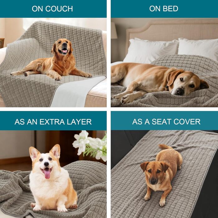 Водонепроникний плед для собак та котів H.Versailtex, 80 x 100 см, пісочний колір