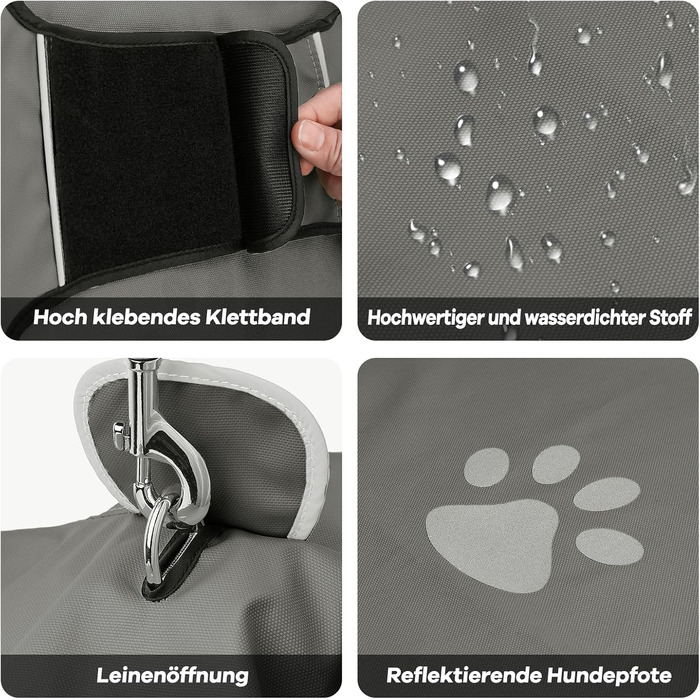 Водонепроникна куртка для собак з капюшоном, для прогулянок та ігор, сіра, для малих, середніх та великих порід