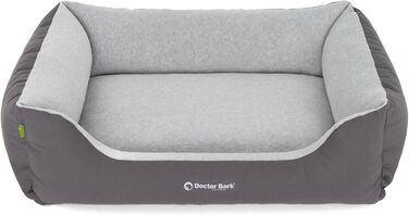 Ліжко для собак Doctor Bark, м'яке та пухнасте, середніх порід, 86x65 см, сіре, Made in Germany