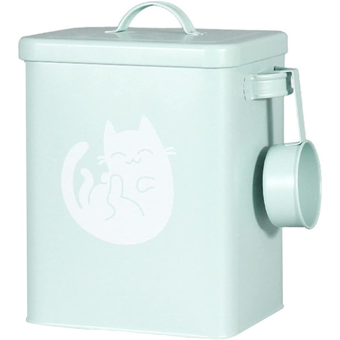 Металевий контейнер для корму для собак та котів з мірним стаканчиком, ложкою та іграшкою мишка, милий контейнер для зберігання корму (#3)