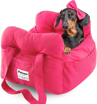 Автокрісло для собак маленьких порід, переноска для цуценят, зручне встановлення, стильна сумка для тварин з великою кишенею, автосидіння для собак, яке можна прати в машині (Рожевий)