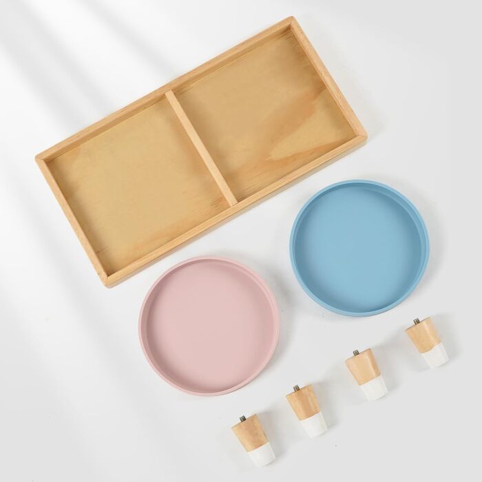 Підвищена годівниця для котів JAZUIHA з 2 широкими мисками, станція для годування з дерев'яною підставкою та силіконовою мискою, діаметр 18 см