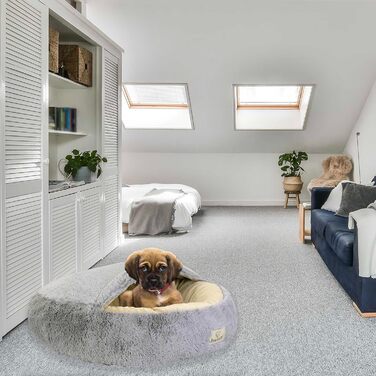 Кругле ліжко для собак та котів Zotteliges з балдахіном, сірого кольору (60 см)