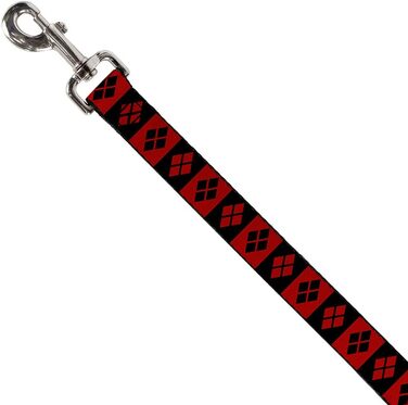Повідок для собак Buckle-Down Harley Quinn, червоно-чорний, 4 фути, 2,5 см