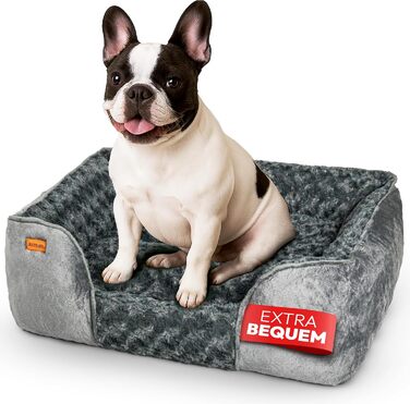 М'яке ліжко для собак - подушка, корзина, ліжко для середніх собак, зручний диванчик, миється та не ковзає, наповнювач PP-бавовна та подрібнений пінопласт, сірий колір, розмір L