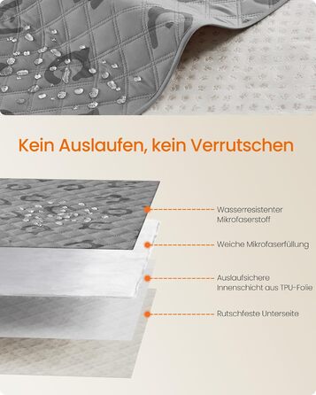 Водонепроникний плед для собак Feandrea, 135 x 76 см, захист для авто та дивану, машинного прання, антиковзаюча підкладка, стеганий дизайн, сірий (PPB024GD01 S)