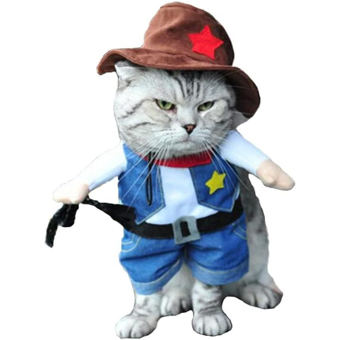 Костюм ковбоя для собак з капелюхом. Карнавальний костюм для собак та котів на Хелловін. Середній розмір