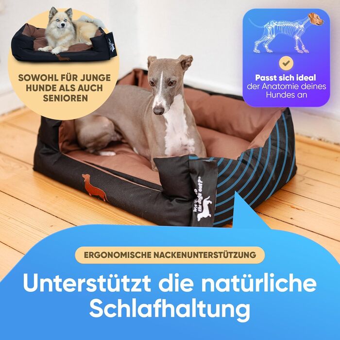 Міцне собаче ліжко для великих і маленьких собак, цуценят та літніх тварин. Собаче ліжко-софа, кошик з подушкою. Світлі та темні кольори, середні породи, з м'якою оббивкою. Виберіть колір S onyx