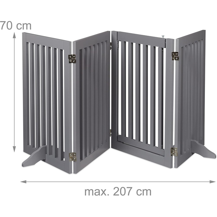 Захисне ворота Relaxdays для собак, сіре, 70x207 см, розкладне, з ніжками