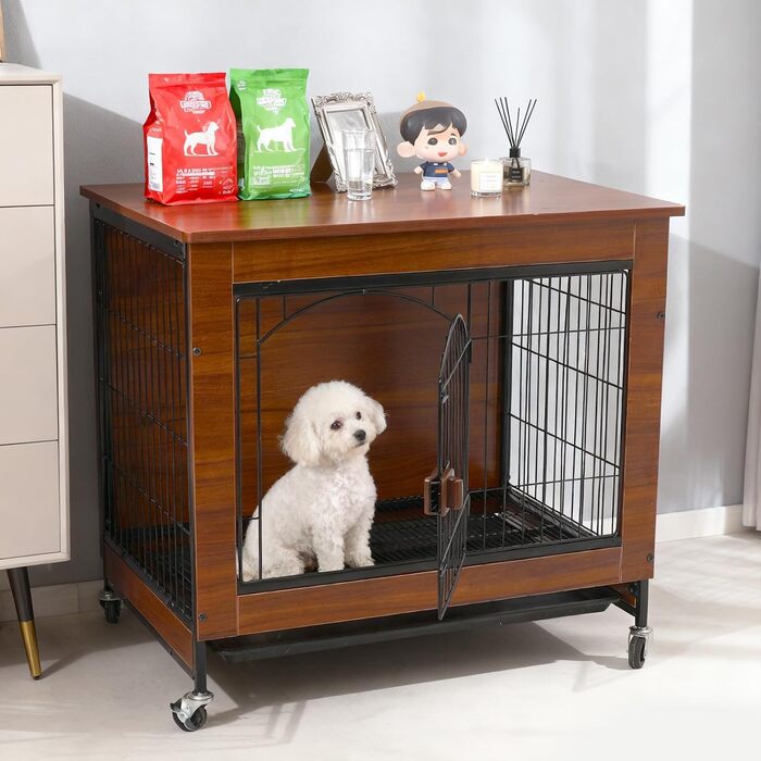 Будка для собак з дерева XXL, внутрішня, на коліщатках, для великих собак