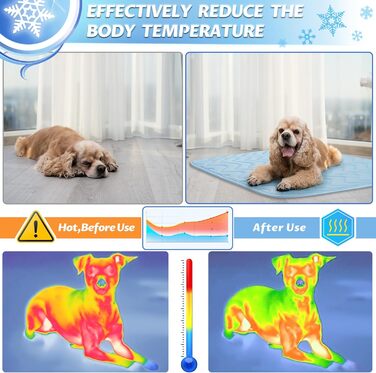 Килимок для собак середніх порід Baodan, 90x60 см, з антиковзною основою, блакитна охолоджувальна підстилка