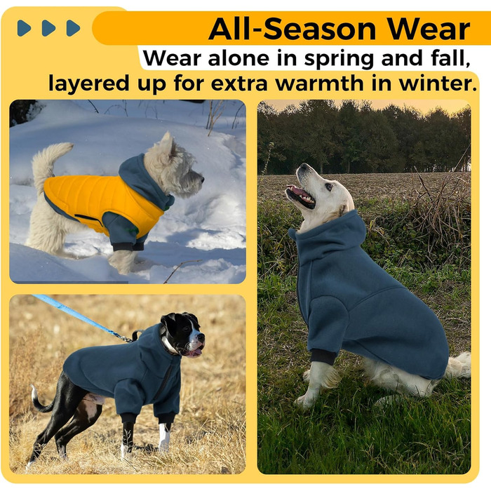 Флісовий худі для собак Lelepet з капюшоном та отвором для повідка, теплий, для осені та зими, на блискавку, стильний одяг для собак маленьких, середніх та великих порід, зелений (Medium, Blue)