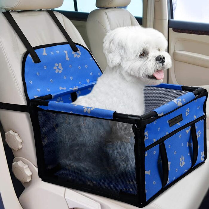 Складаний водонепроникний автосидіння для собак PetsHome з дихаючої оксфордської тканини, для малих і середніх собак, цуценят і домашніх тварин, синій