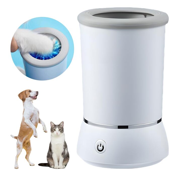 Автоматичний очисник лап для собак, електричний, USB, силіконова щітка, 360°, для собак та котів (білий)