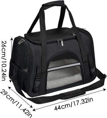 Чорна переноска для котів та собак - зручна сумка-переноска для тварин, легка, довговічна, з вентиляцією, для прогулянок на вулиці